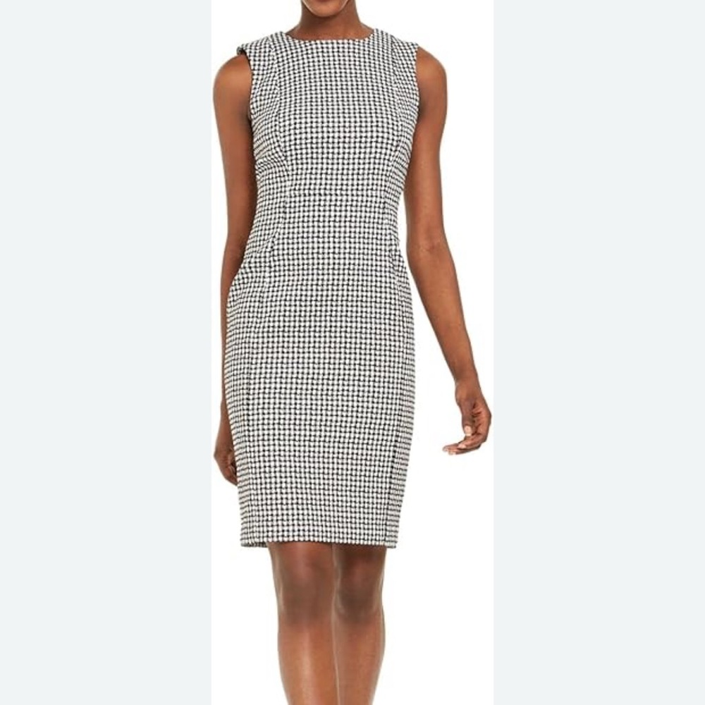 Calvin Klein Black and White Patterned Midi Dress